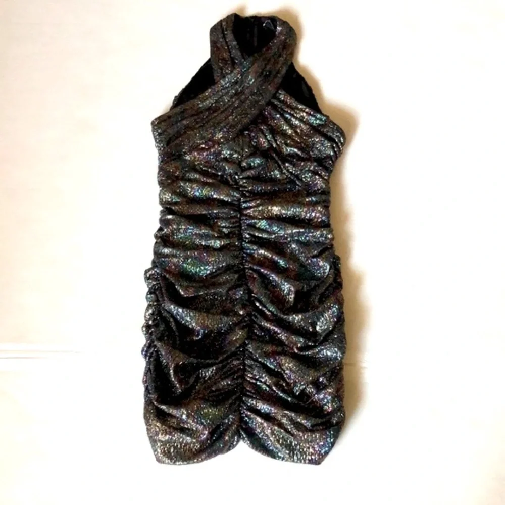 ZARA Metallic Draped Mini Dress/NWT - Picture 5 of 15